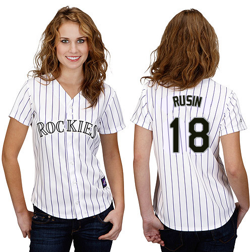 Chris Rusin #18 mlb Jersey-Colorado Rockies Women's Authentic Home White Cool Base Baseball Jersey